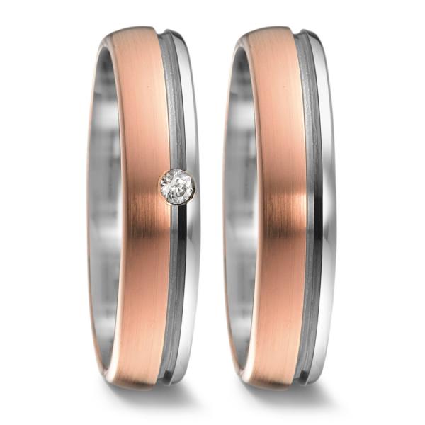 Weidner Trauringe Weiss-Rosegold 62203 + 72203